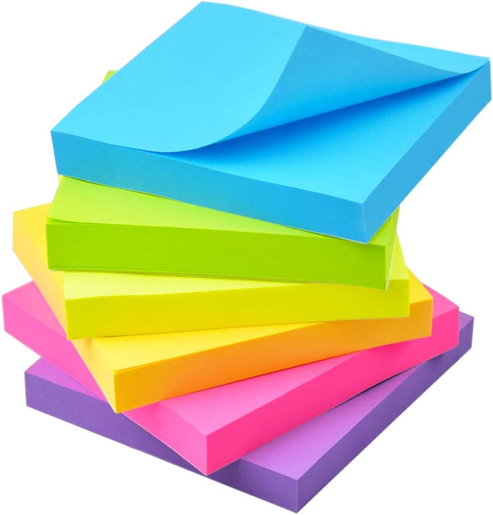 Brightly Coloured Sticky Notes / Post-its (12 x 80 Sheets)