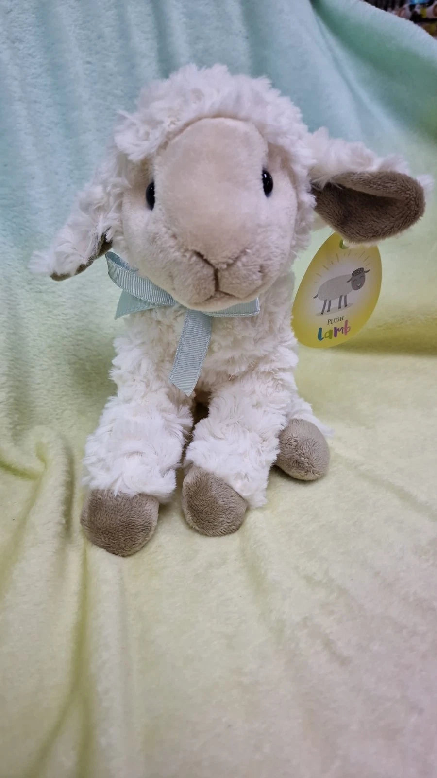 TJM White Lamb Plush With Blue Bow (22cm)