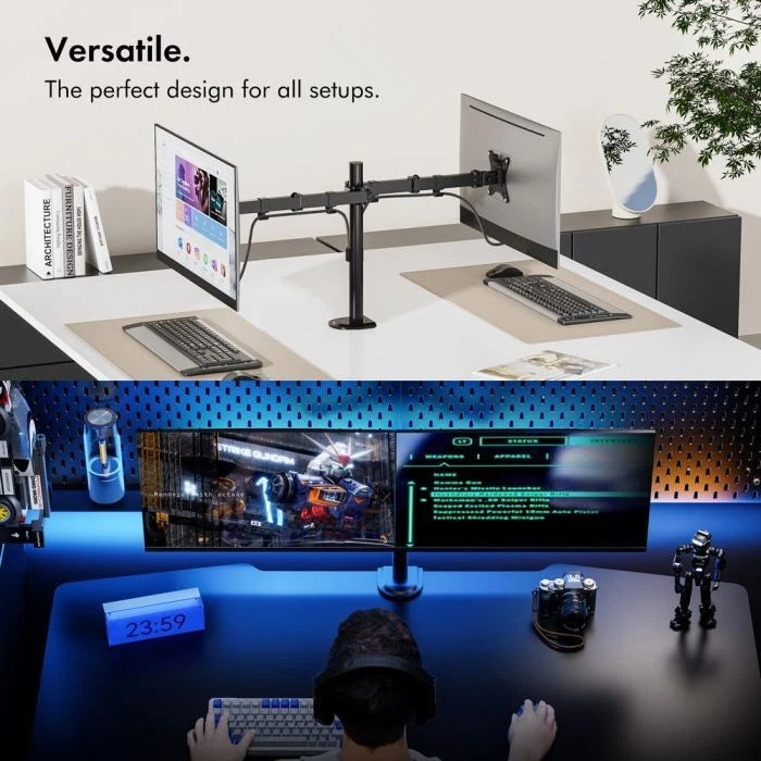 Vonhaus - Dual Arm Monitor Stand - Desk Mount with Clamp