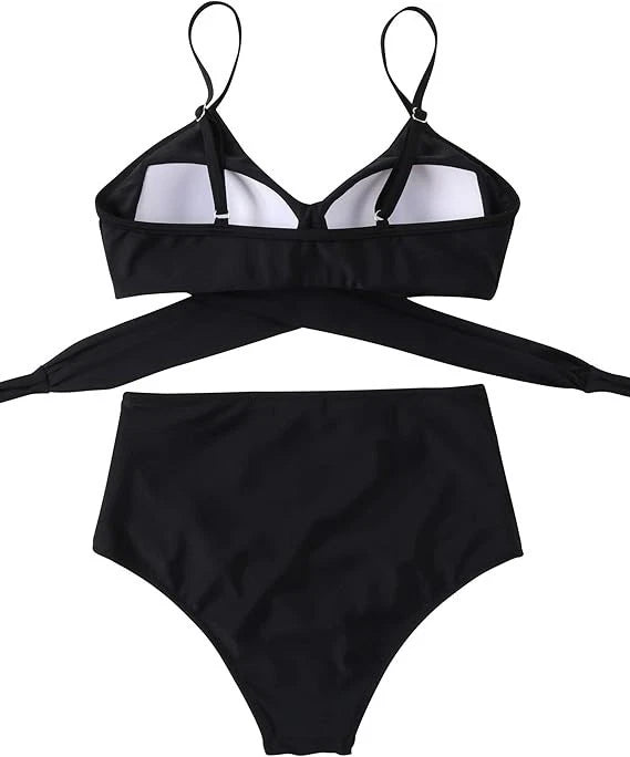 Criss Cross High Waisted 2-Piece Swimsuit (Medium)