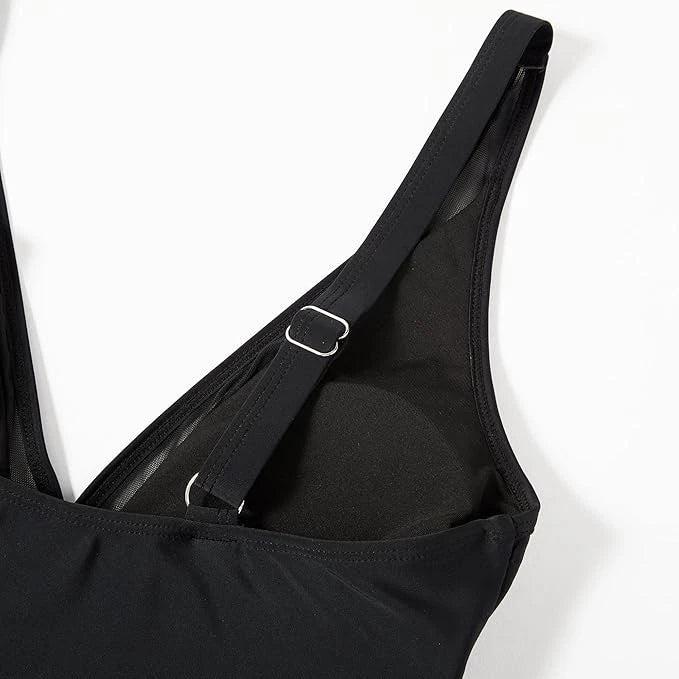 Mesh Swimming Costume (M) - Tummy Control & Removable Padding