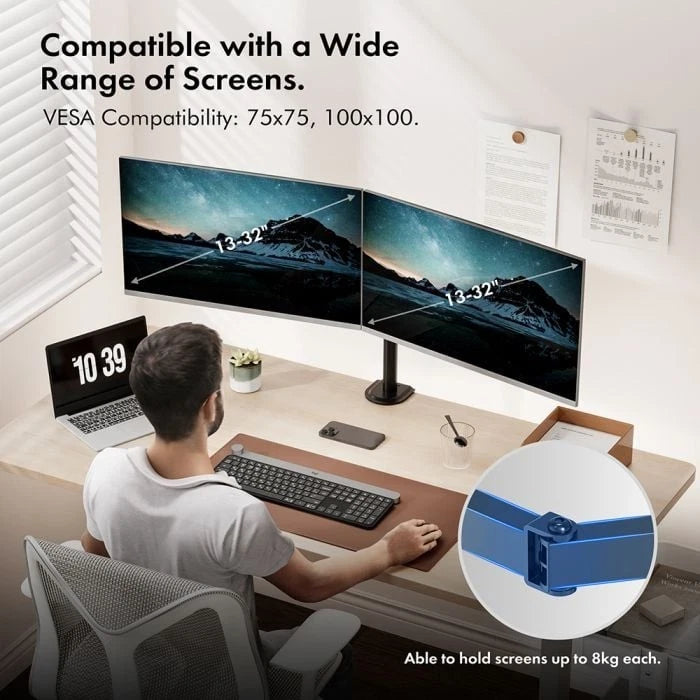 Vonhaus - Dual Arm Monitor Stand - Desk Mount with Clamp