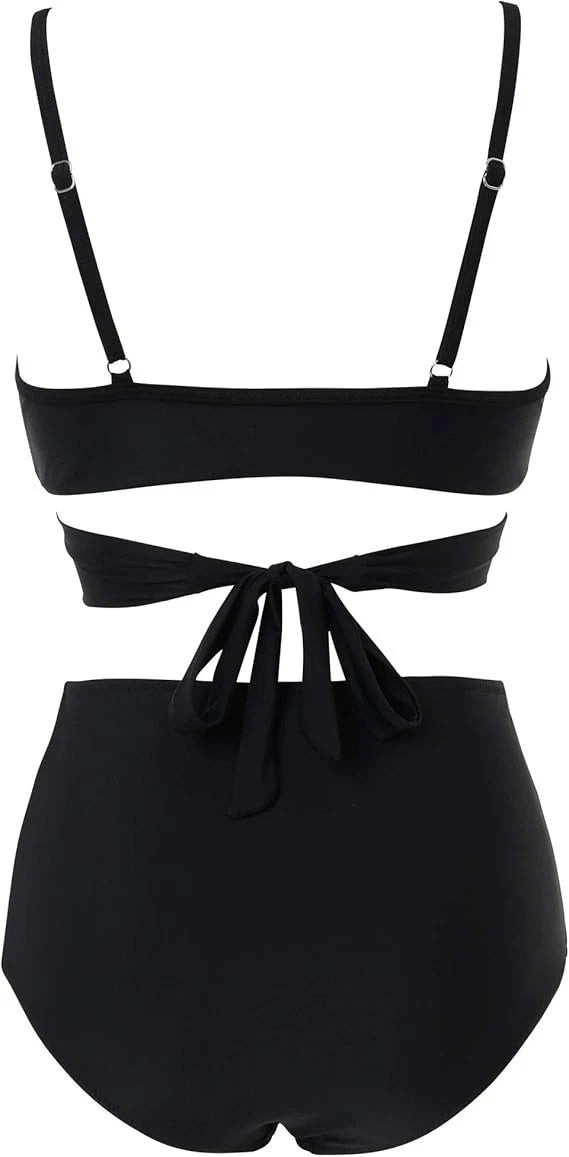 Criss Cross High Waisted 2-Piece Swimsuit (Medium)