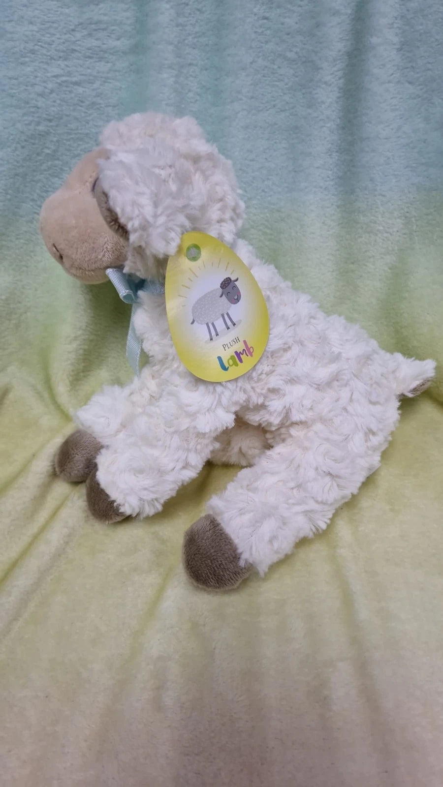 TJM White Lamb Plush With Blue Bow (22cm)