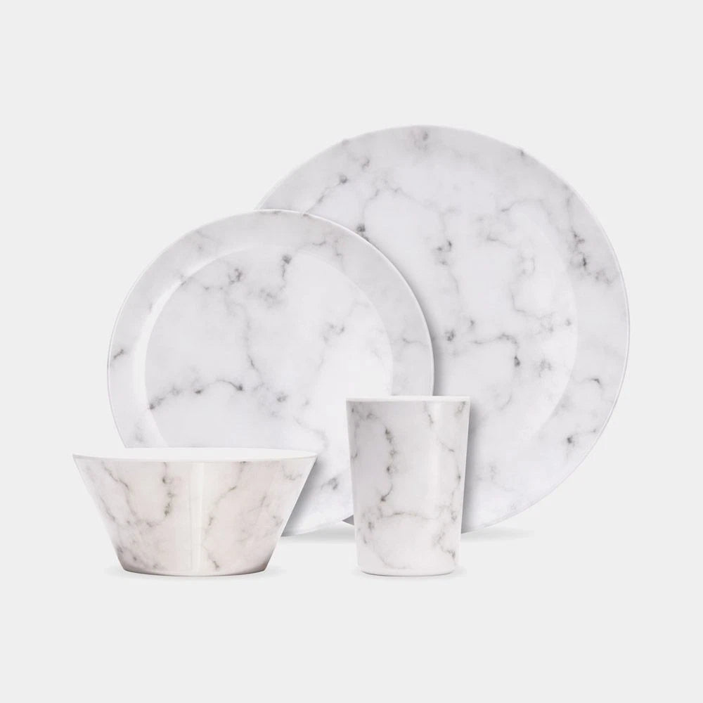 VonHaus - Marble Effect Melamine Dinner Set
