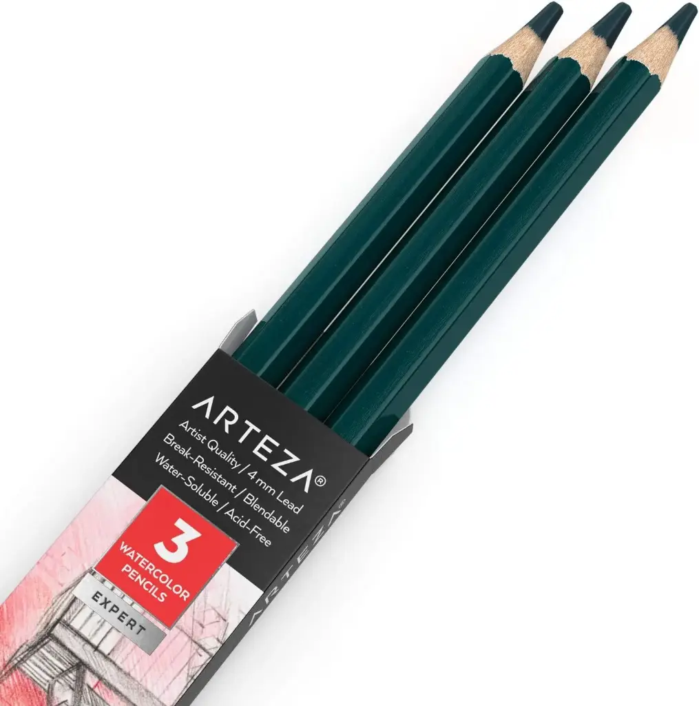 Arteza - Expert Watercolour Pencils - Shamrock Green - Pack of 3