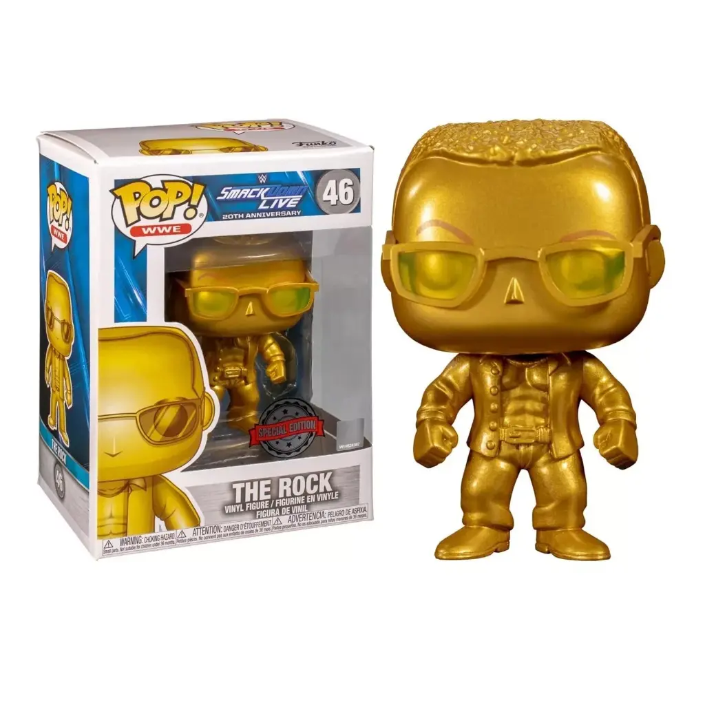 Funko Pop! #46 - WWE Smackdown 20th Anniversary - The Rock (Gold) Special Edition / Rare