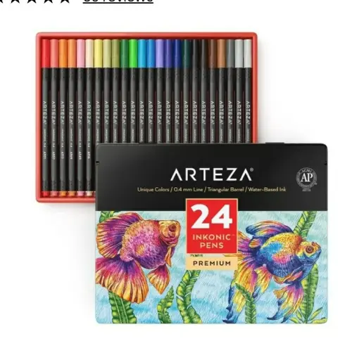 [A10] Arteza - Inkonic Premium Water-Based Pens - 24 Stunning Colours - 0.4mm Line