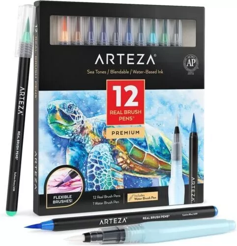 [A10] Arteza - Real Brush Pens - Sea Tones - Set of 12