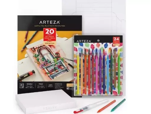 [A9] Arteza Watercolour Drawing Art Set- Woodless Pencils 24 and Foldable Canvas Paper